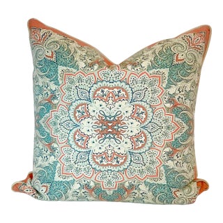 Vintage Coastal Mediterranean Decorative Pillow With Feather Down Insert, Indoor/Outdoor For Sale