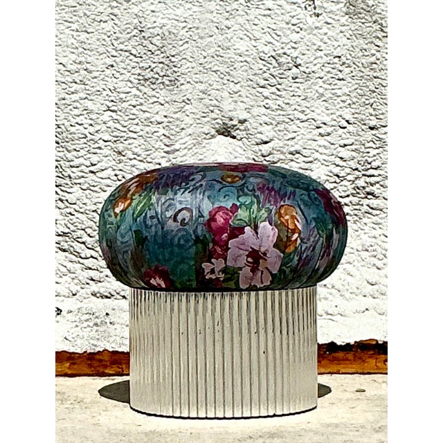 Thayer Coggin Vintage Boho Swivel Ottoman After Thayer Coggin For Sale - Image 4 of 6