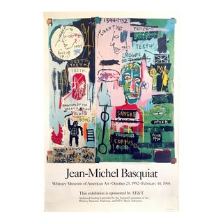 Jean Michel Basquiat Original Lithograph Print Whitney Exhibition Poster 1992 For Sale