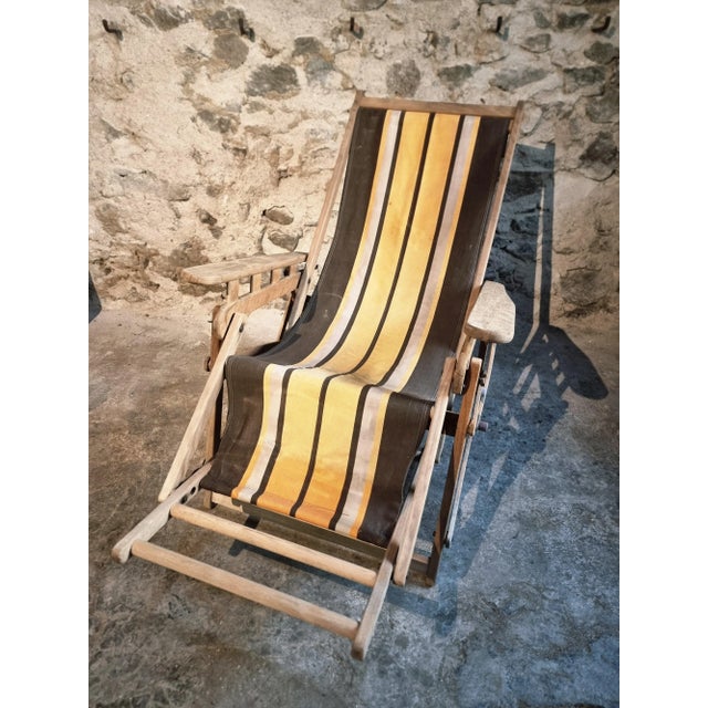 Vintage French Deck Chair in Beechwood, 1950s For Sale - Image 4 of 15