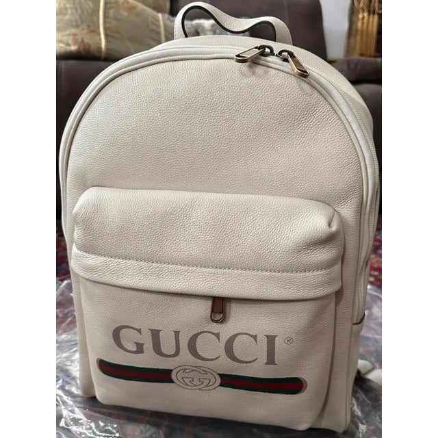 2010s Gucci Logo Cripto Print Leather Ivory 100% Authentic W/ BOX! Unisex Backpack For Sale - Image 5 of 18