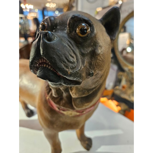Glass 19th Century English Terra Cotta Pug Figurine With Glass Eyes For Sale - Image 7 of 7