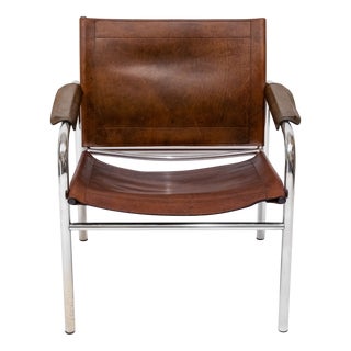 Leather and Chrome Easy Armchair attributed to Tord Björklund for Ikea, 1980 For Sale