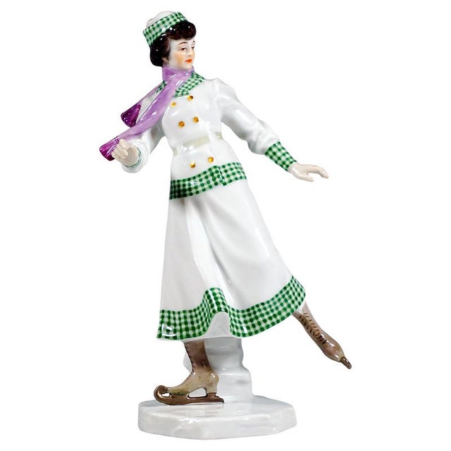 Ceramic Art Nouveau Ice-Skater Figurine by Alfred Koenig for Meissen, 1890s For Sale - Image 7 of 7