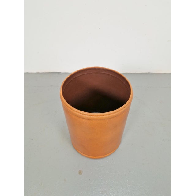 Leather Wastebasket, Denmark, 1960s For Sale - Image 4 of 8