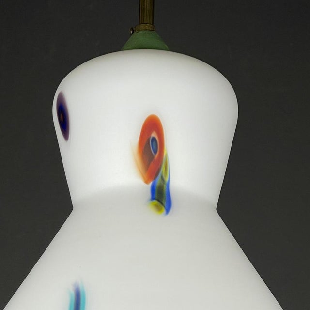 Mid-Century Italian Opaline Murano Glass Pendant Lamp by Stilnovo, 1950s For Sale - Image 12 of 14