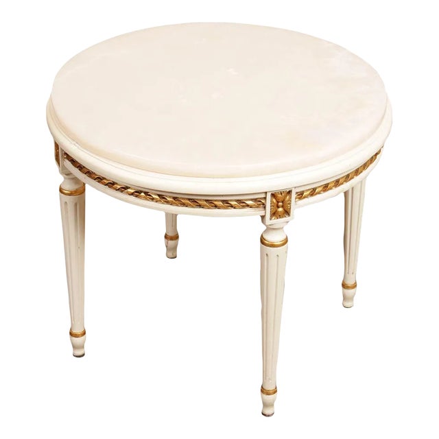 Italian Louis XVI Style Onyx Top Side Table For Sale