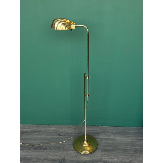 Late 20th Century Vintage Mid Century Modern Adjustable Height Clamp Shell Reading Floor Lamp For Sale - Image 5 of 6