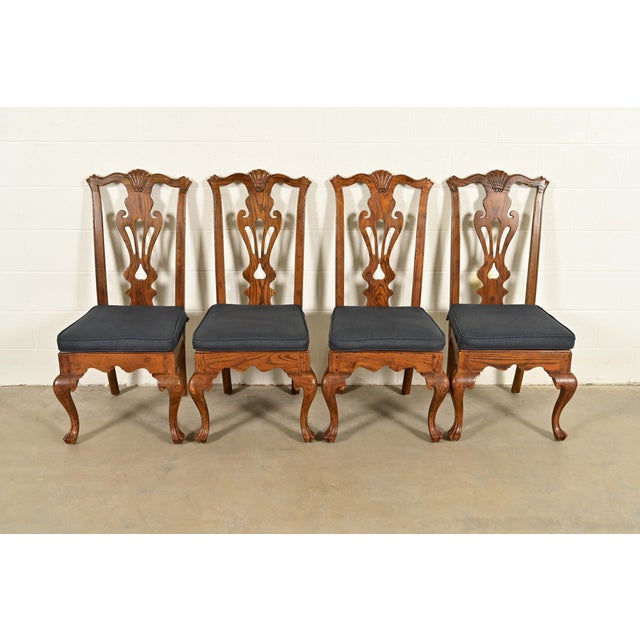 Henredon Georgian Carved Solid Oak Dining Chairs, Set of Four For Sale - Image 16 of 16