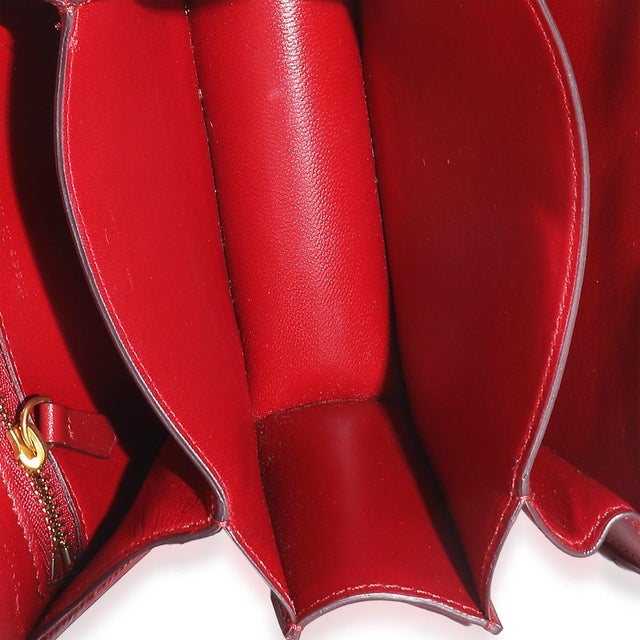 Red Red Smooth Calfskin Small Classic Box Bag For Sale - Image 8 of 8