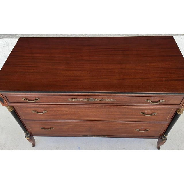Mid 20th Century Rway French Empire Commode Dresser Buffet With Glass Top For Sale - Image 5 of 18