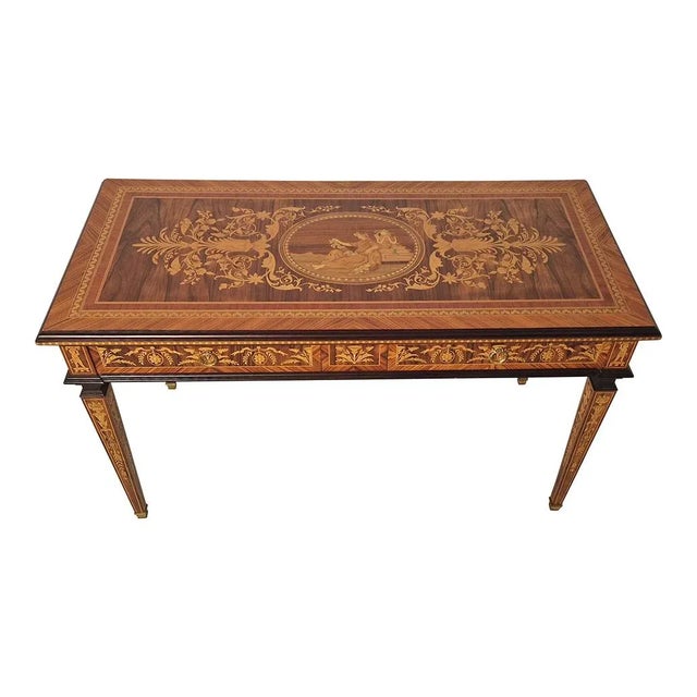 Louis XVI Style Inlaid Writing Table, 1980s For Sale - Image 3 of 9