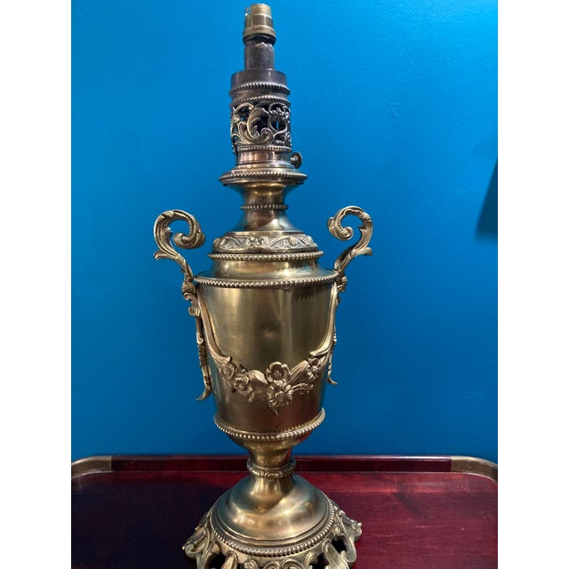 Antique Exquisite Ornate Victorian Bronze Oil Lamp 1900's For Sale - Image 18 of 18