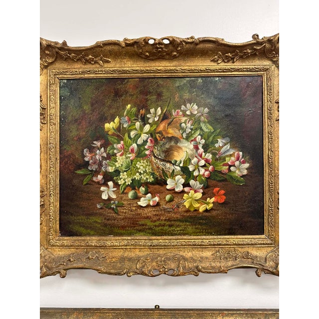 French Pair of 19th Century French School Still Lifes in Ornate Gilt Frames For Sale - Image 3 of 9