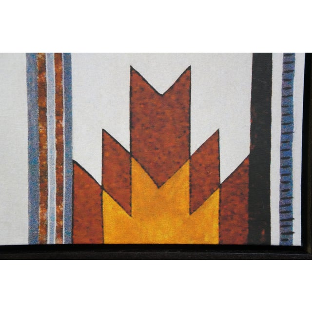 Late 20th Century Native Pecos Southwestern Navajo Geometric Textile Tribal Rug Oil Painting 42" For Sale - Image 11 of 12