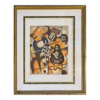 Signed Nadia Léger Lithograph, Modernist Surrealist Composition Mona Lisa Motif For Sale