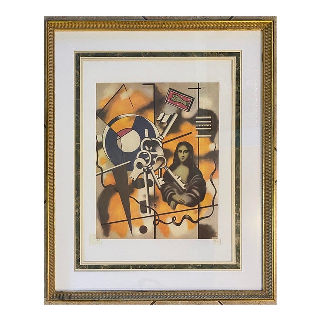 Signed Nadia Léger Lithograph, Modernist Surrealist Composition Mona Lisa Motif For Sale