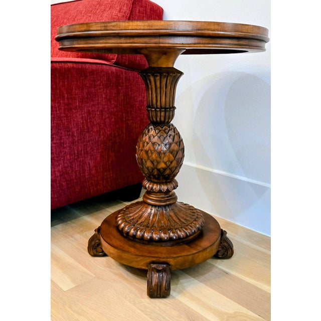Ethan Allen 1980s Ethan Allen Pineapple Pedestal Accent Table – Old World Treasures For Sale - Image 4 of 8