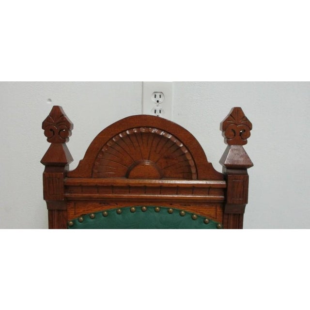 Brown Antique Victorian Throne Chair Carved Oak Church Chapel Masonic For Sale - Image 8 of 13