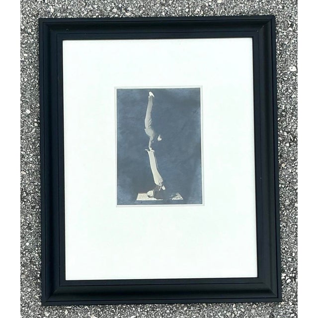 Black Vintage Boho Black and White Photo of Acrobats For Sale - Image 8 of 12