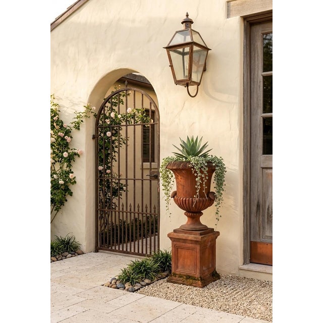 Vintage Italian Terracotta Garden Urn on Pedestal For Sale - Image 9 of 12