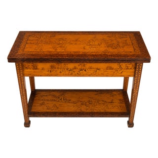 English Folding Card / Game Table With Illustrated Equestrian Scenes For Sale