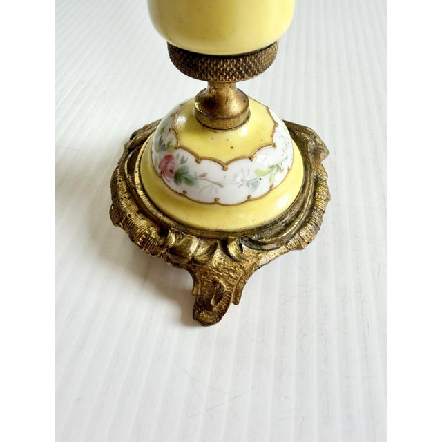 Antique Victorian Signed Porcelain & Brass Sevres Candle Holder, Painted Lady For Sale - Image 4 of 14
