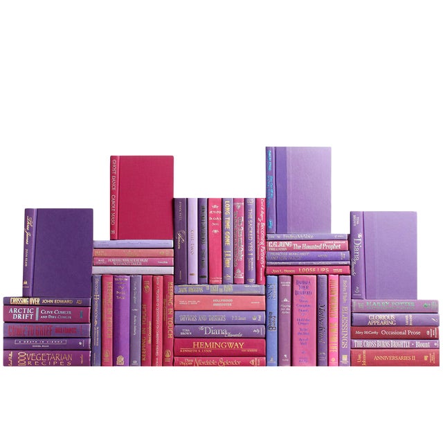 Decorative Books - Berry Book Wall - Set of 50 Purple Books For Sale