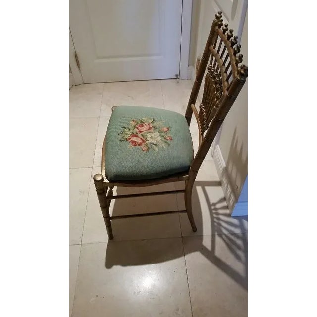 Victorian Late 19th Century Faux Bamboo Gold Gilt Side Chair For Sale - Image 3 of 11