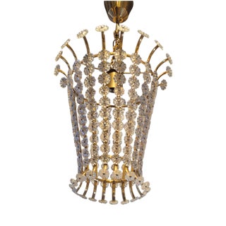 Swedish Modern Brass Pendant with Flower Decor, 1950s For Sale