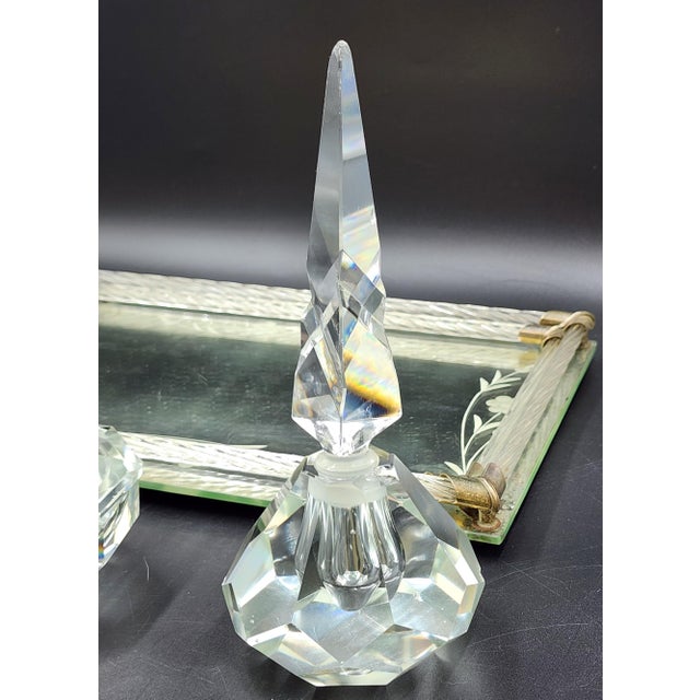 Vintage Hand Cut Crystal Dresser Set With Mirror Tray For Sale - Image 16 of 18