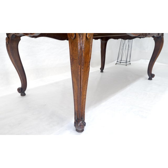 Carved Oak Country French Refractory Parquetry Dining Table Table 2x29" Leaves For Sale - Image 13 of 14