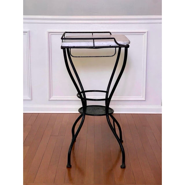 1930s Art Deco Iron and Marble Industrial Table for Kitchen, Bathroom, Patio, 1930s For Sale - Image 5 of 17