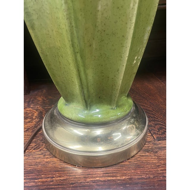 Avocado 1960s Pair MCM Haeger Pottery Lamps For Sale - Image 8 of 9