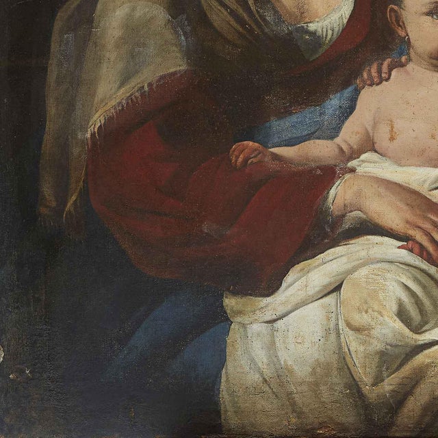 Baroque Madonna and Child with the Infant Saint John, 1600s, Oil on Canvas For Sale - Image 3 of 8
