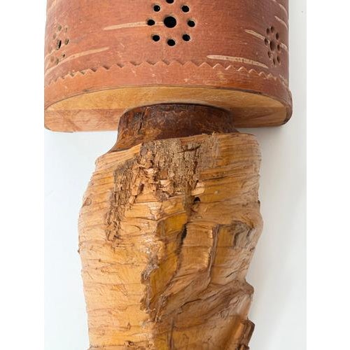 Swedish Folk Art Wood Wall Sconce with Birch Bark Shade, 1950 For Sale - Image 11 of 16