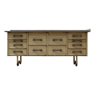 Industrial Sideboard with Stainless Steel Top, 1950s For Sale