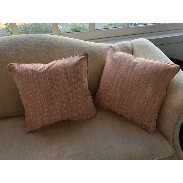 Duralee Custom Pillows in Coral Cotton Strie- a Pair For Sale - Image 4 of 4