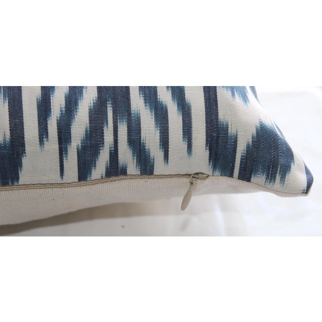 Sky Blue Contemporary Silk Ikat Bohemian Throw Pillow For Sale - Image 8 of 10