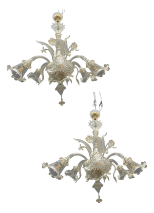 Large Venetian Murano Glass Chandeliers, 1980s, Set of 2