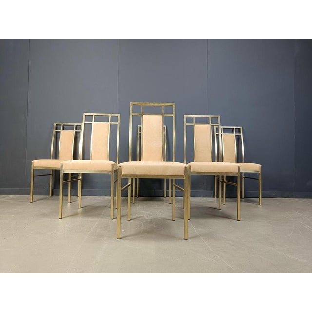 Vintage Brass Dining Chairs from Belgochrom, 1970s, Set of 6 For Sale - Image 9 of 13