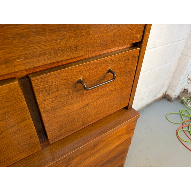 Mid 20th Century Merton Gershun for American of Martinsville "Dania" High-Boy Walnut Dresser For Sale - Image 13 of 14