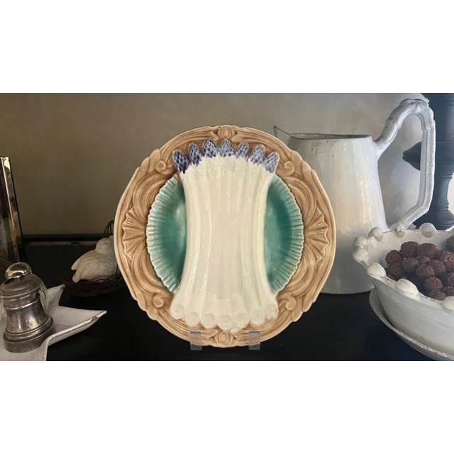 French Faïence majolica glazed asparagus plate from Orchies, made in the 1920's. You can now combine shipping through...