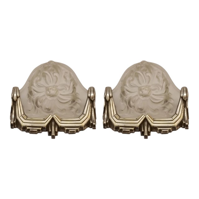 French Art Deco Wall Sconces Signed by Sabino - a Pair For Sale