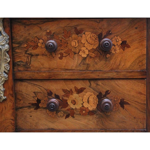 Wood Antique Wellington Chest in Walnut and Marquetry, 1860 For Sale - Image 7 of 17