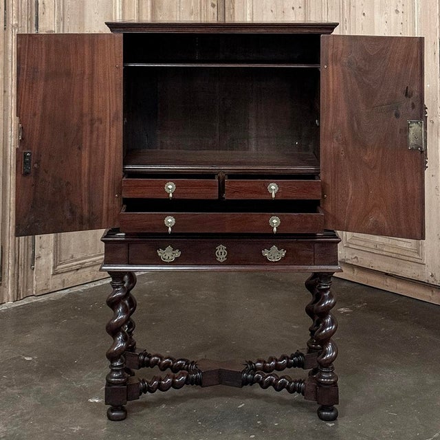 19th Century Dutch Collector’s Cabinet With Brass Hardware For Sale In Dallas - Image 6 of 18