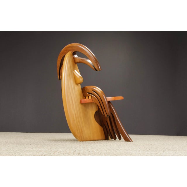 Wood Alan Siegel Post-Modern Craftsman 'Tongue' Chair, Signed & Dated 1981 For Sale - Image 7 of 12