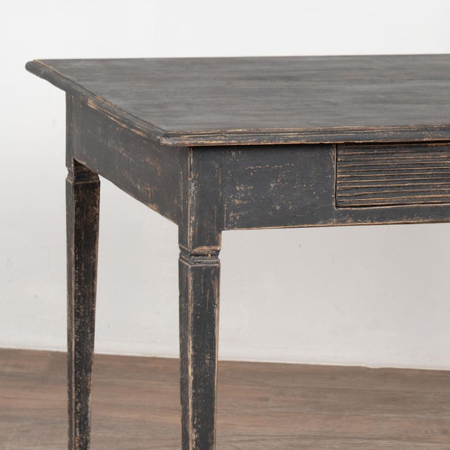 Black 19th Century Swedish Black Side Table With Single Drawer For Sale - Image 8 of 14