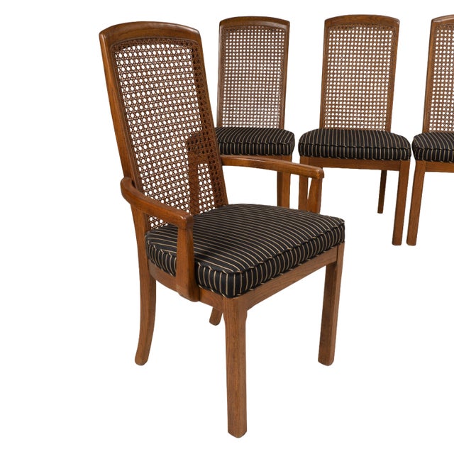 Mid-Century Modern 1970s Drexel Heritage Mid Century Cane Back Oak Dining Chairs - Set of 8 For Sale - Image 3 of 18