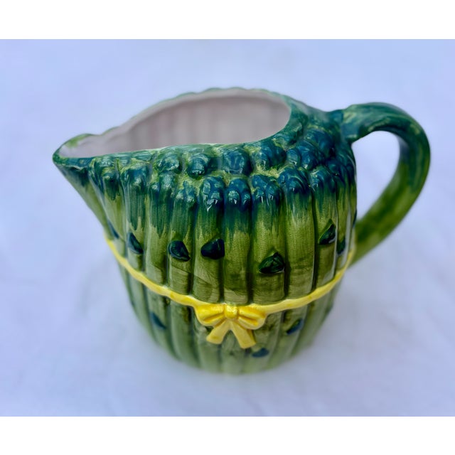 Late 20th Century Vintage Trompe-l'Oeil Asparagus Ceramic Pitcher For Sale - Image 5 of 10